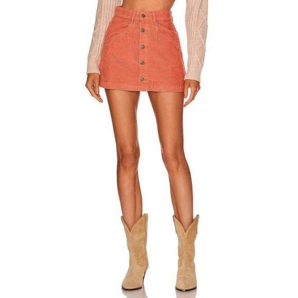 Free People Ray Cord Corduroy Button Down Cotton Mini Skirt Womens Size 10 - Picture 1 of 12